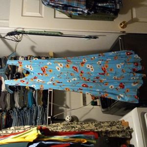 Button front sun dress, flower print